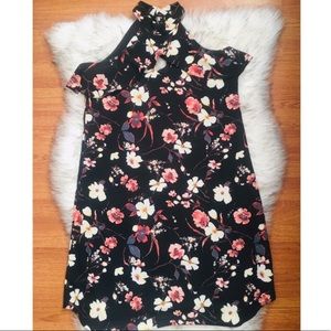 Stylish Maurices Black Floral Print Dress XS